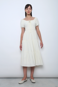 Skippie Tiered Midaxi Dress Ivory