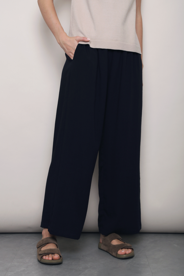 (Petite) Slow Dance Linen Pants Navy (Backorder)