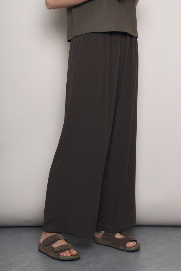 (Petite) Slow Dance Linen Pants Brown (Backorder)
