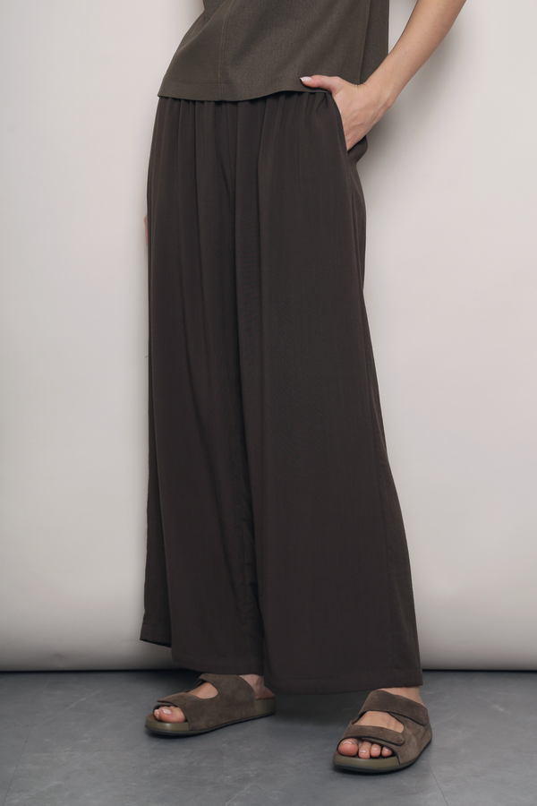(Petite) Slow Dance Linen Pants Brown (Backorder)