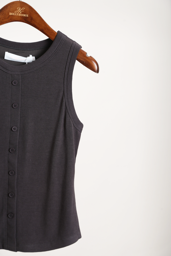 Snuggles Button Tank Gunmetal Grey (Backorder)