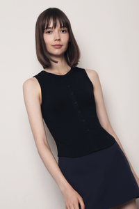 Snuggles Button Tank Black