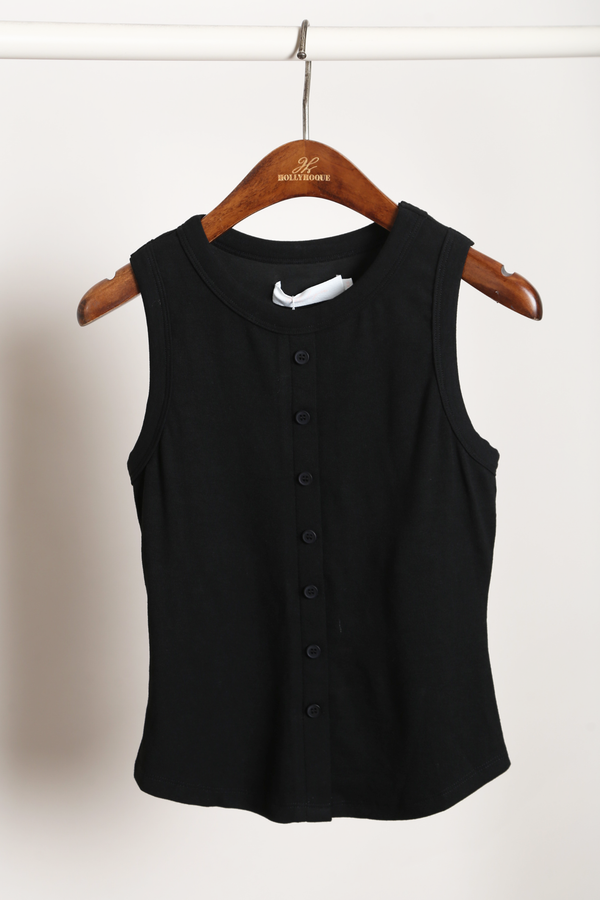 Snuggles Button Tank Black (Backorder)