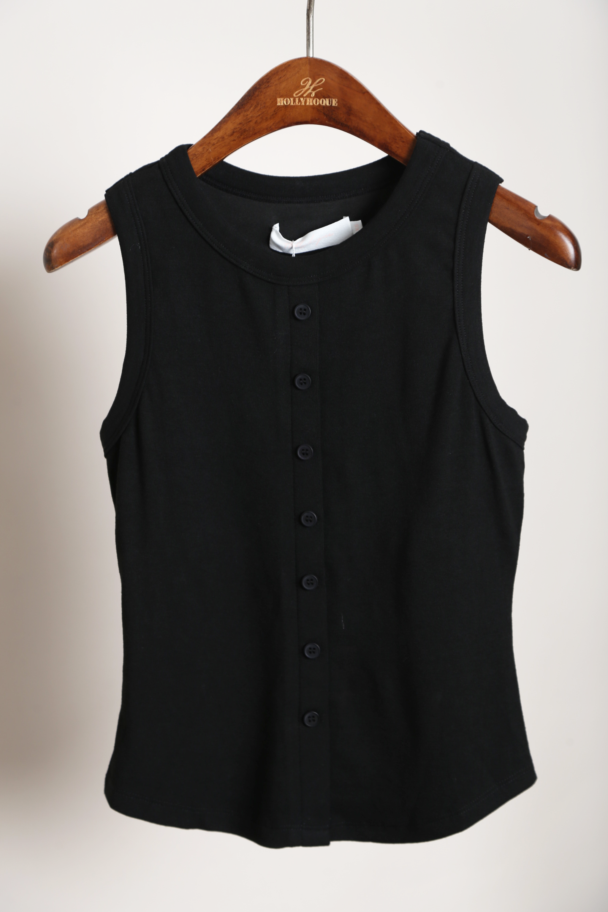 Snuggles Button Tank Black (Backorder)