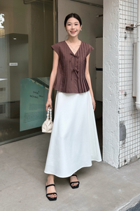 Softline Pleat Blouse Brown (Restock)