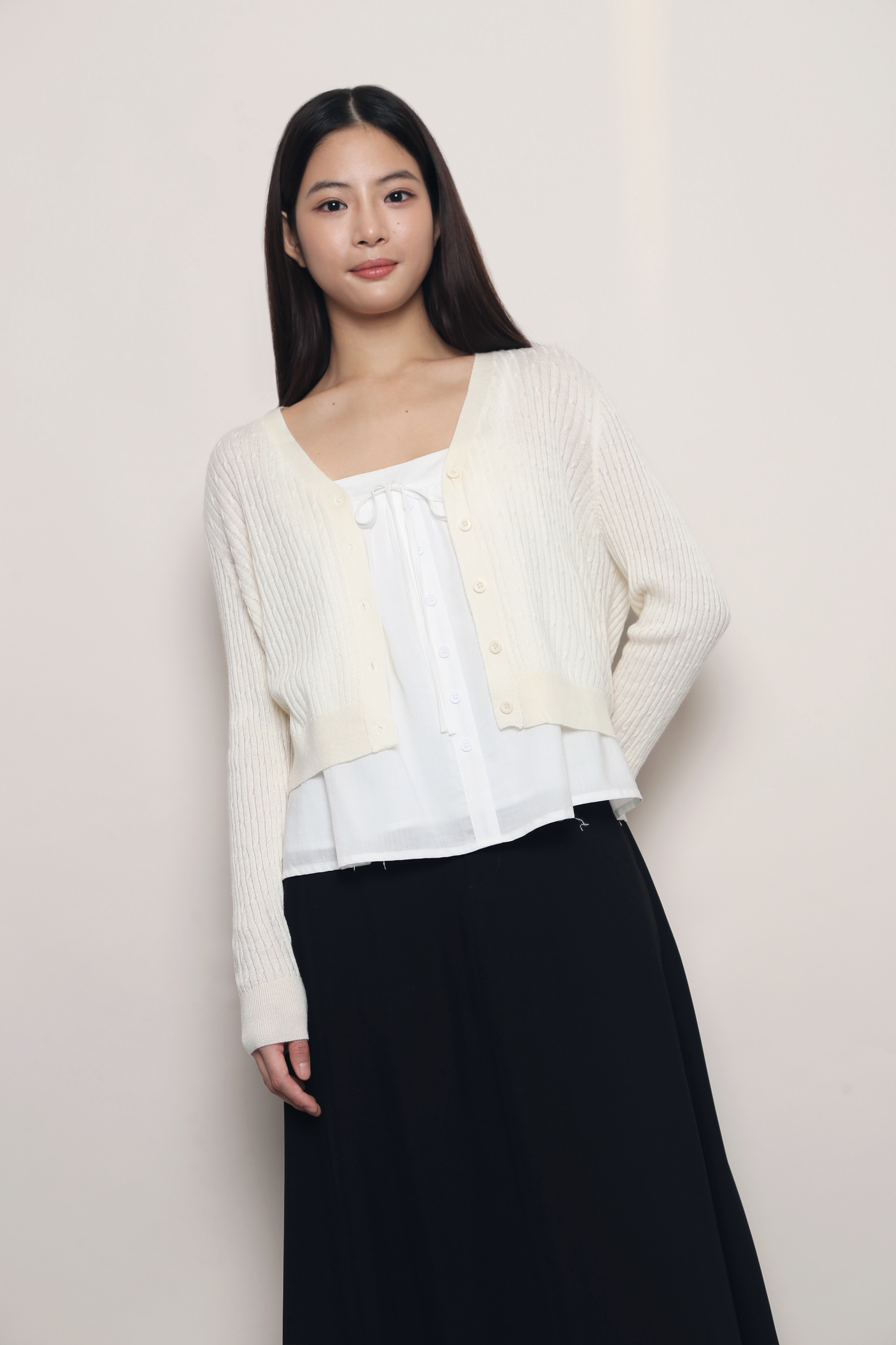 Soft Season Cropped Knit Cardigan Cream (Backorder)