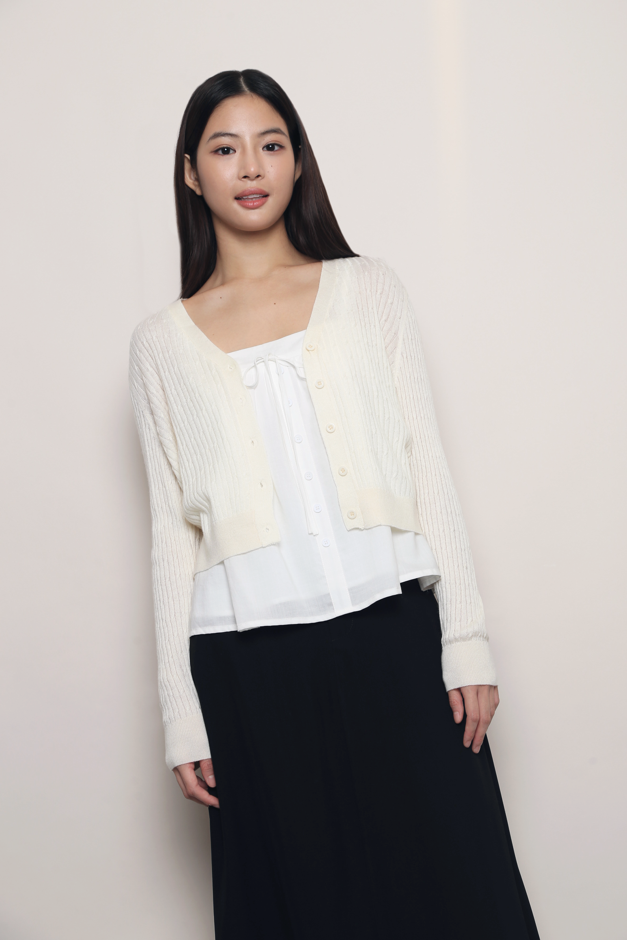 Soft Season Cropped Knit Cardigan Cream (Backorder)