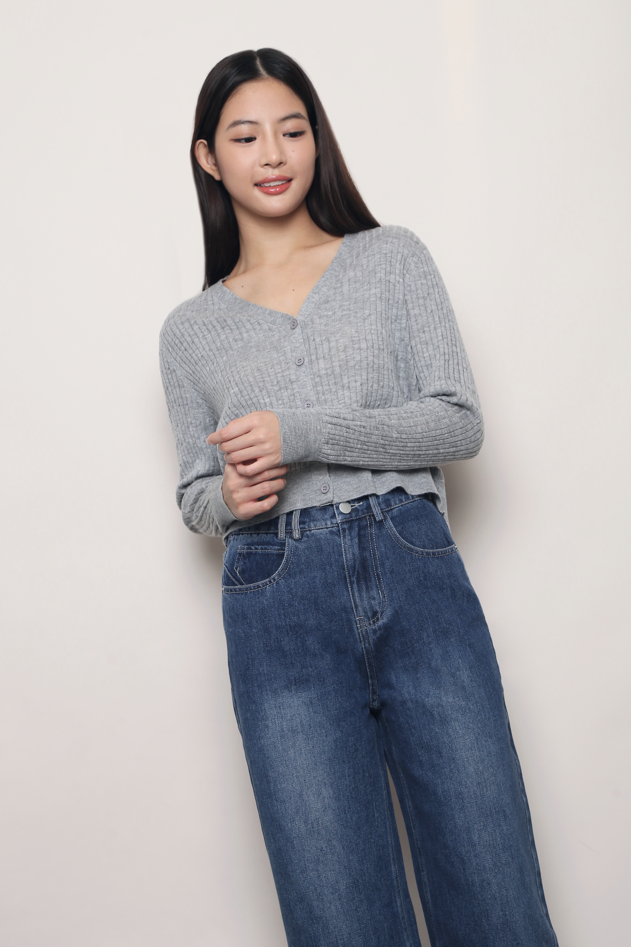 Soft Season Cropped Knit Cardigan Grey (Backorder)