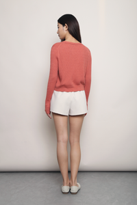 Soft Season Cropped Knit Cardigan Muted Coral (Backorder)