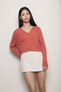 Soft Season Cropped Knit Cardigan Muted Coral (Backorder)