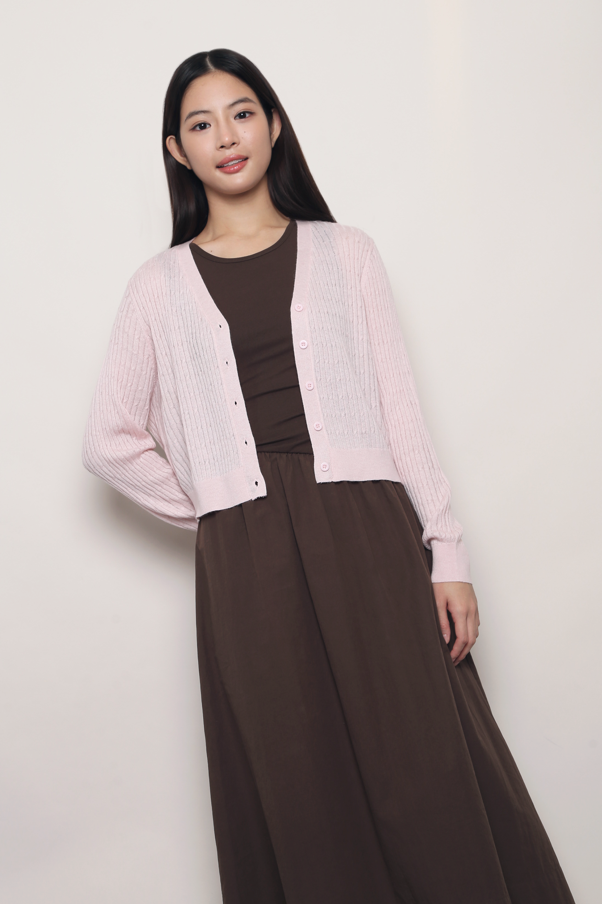 Soft Season Cropped Knit Cardigan Misty Rose (Backorder)