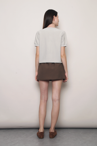 Soft Trellis Knit Blouse Cream