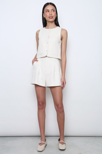 Soho Pleat Shorts White