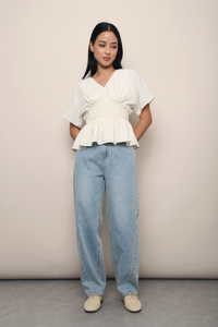 Sorrento Smocked Waist Kimono Top Ivory