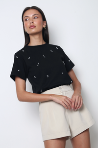 Sprinkle Pearl Tee Black