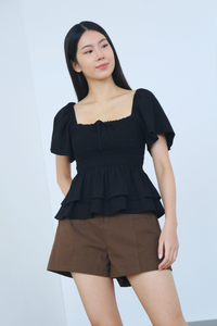 Stellina Smocked Tier Top Black