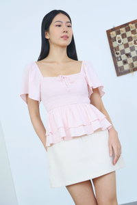 Stellina Smocked Tier Top Blush Pink