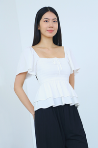 Stellina Smocked Tier Top White