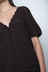 Sugarloop Knit Blouse Chestnut Brown