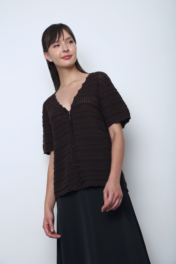 Sugarloop Knit Blouse Chestnut Brown