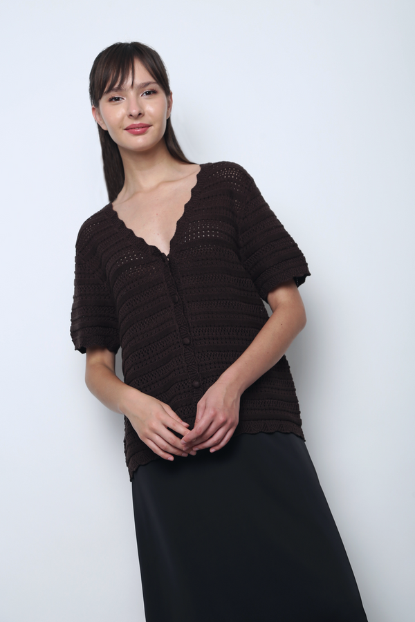 Sugarloop Knit Blouse Chestnut Brown