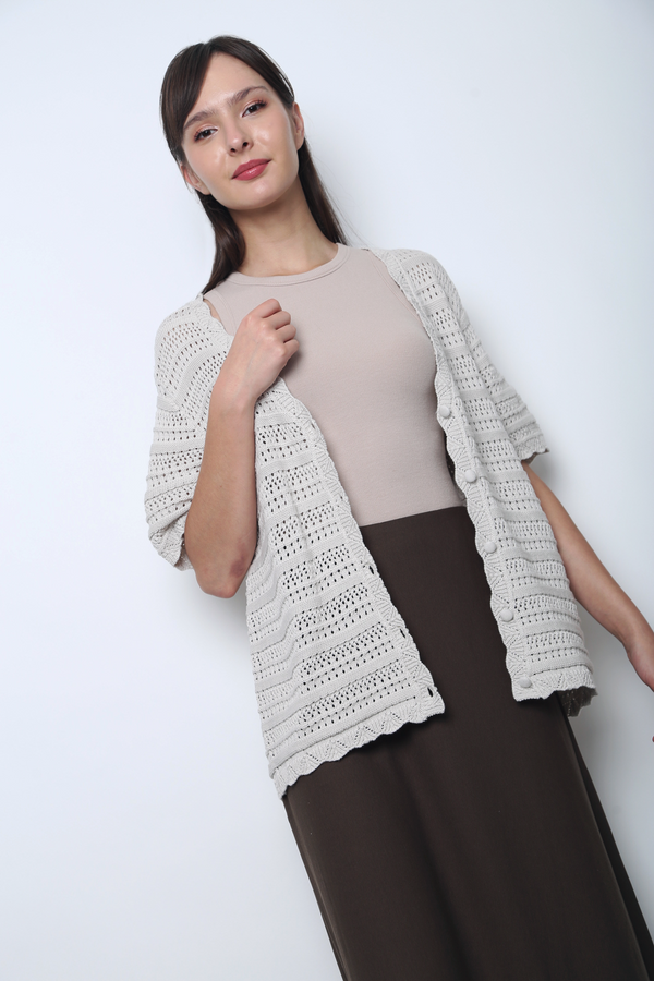 Sugarloop Knit Blouse Stone White