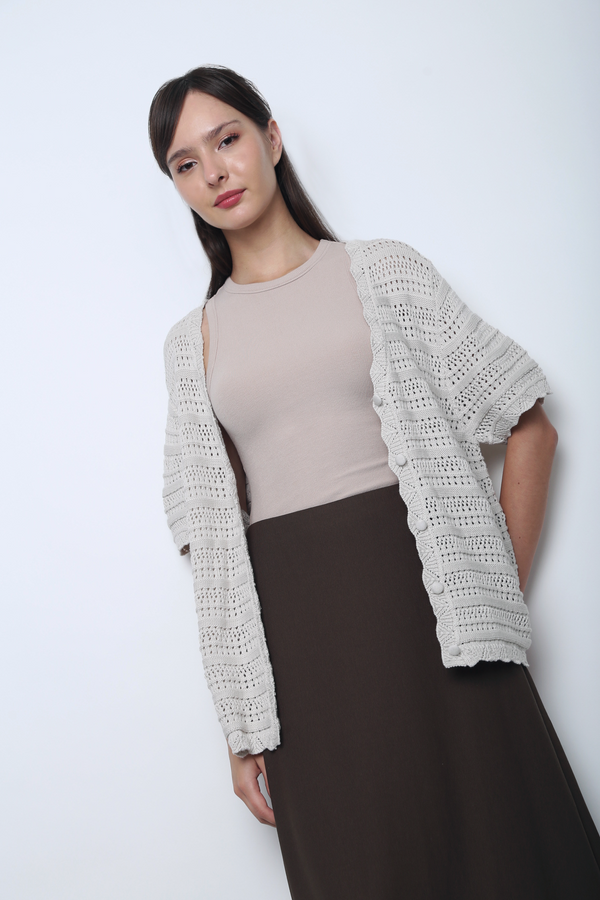 Sugarloop Knit Blouse Stone White