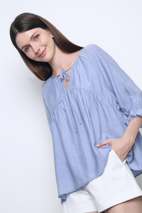 Sunbelle Babydoll Blouse Blue