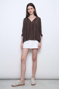 Sunbelle Babydoll Blouse Mocha