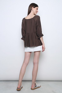 Sunbelle Babydoll Blouse Mocha
