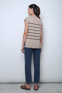 Sundae Stripe Sleeveless Knit Top Taupe