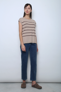Sundae Stripe Sleeveless Knit Top Taupe