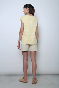 Sundae Stripe Sleeveless Knit Top Custard