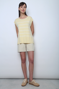 Sundae Stripe Sleeveless Knit Top Custard