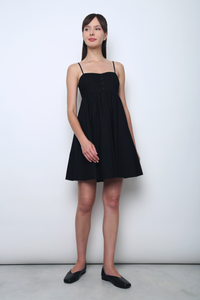 Sunkiss Pleat Babydoll Dress Black