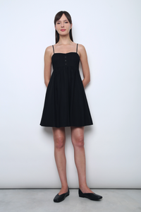 Sunkiss Pleat Babydoll Dress Black