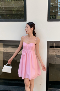 Sunkiss Pleat Babydoll Dress Cherry Blossom