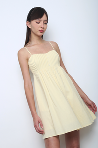 Sunkiss Pleat Babydoll Dress Vanilla Yellow