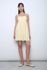 Sunkiss Pleat Babydoll Dress Vanilla Yellow