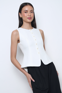 Sybil Curve Hem Vest Top White