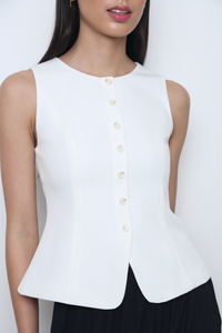 Sybil Curve Hem Vest Top White