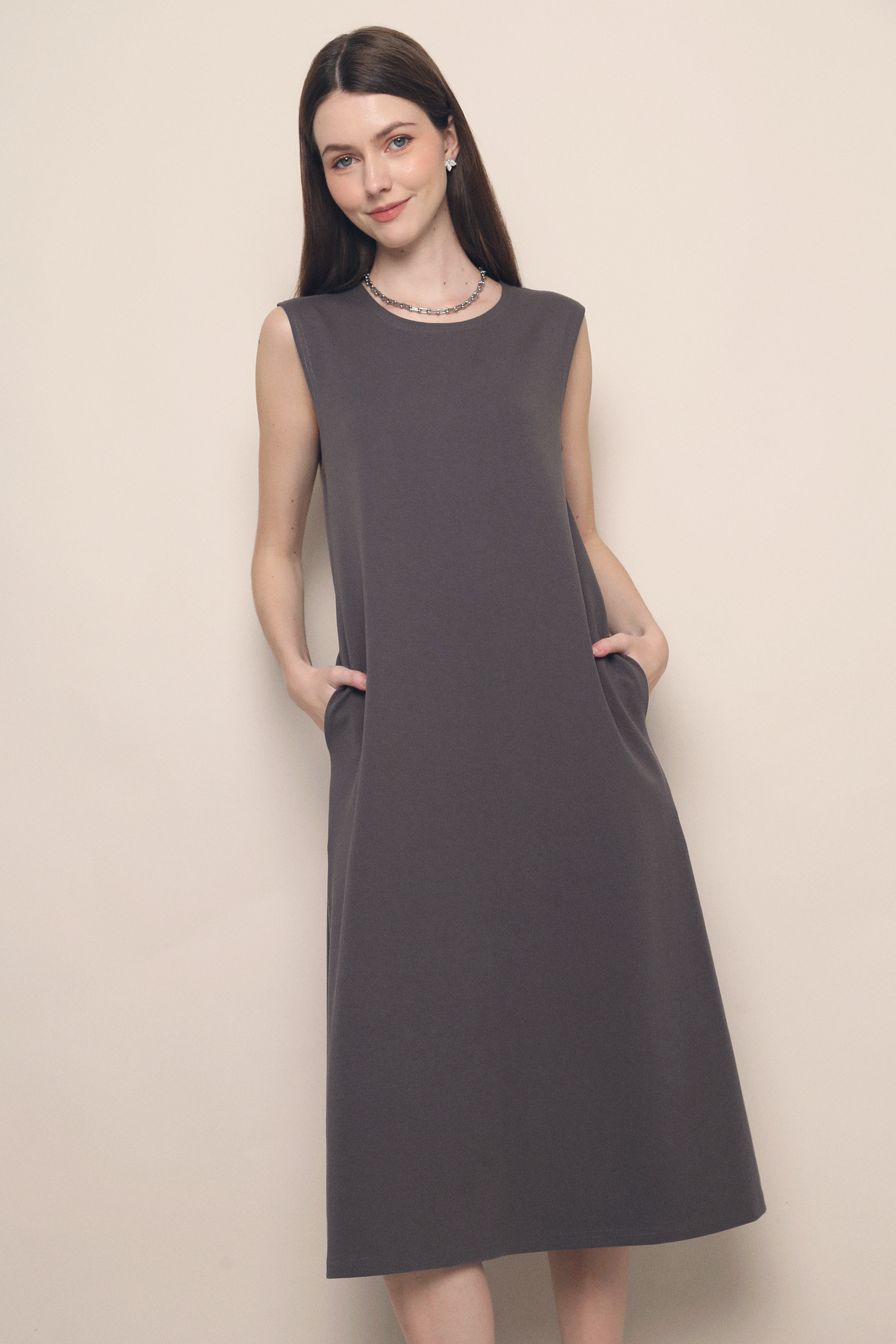 Tabby Muscle Tank Dress Gunmetal Grey