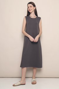 Tabby Muscle Tank Dress Gunmetal Grey
