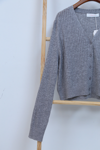 Tate Ultra Soft Boxy Knit Cardigan Grey (Restock)
