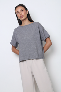 Tidal Boat Neck Knit Blouse Grey