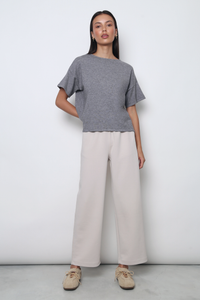 Tidal Boat Neck Knit Blouse Grey