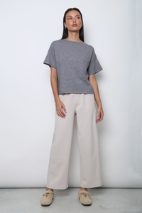 Tidal Boat Neck Knit Blouse Grey