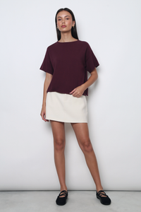 Tidal Boat Neck Knit Blouse Merlot