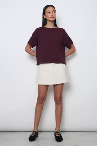Tidal Boat Neck Knit Blouse Merlot