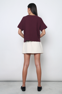 Tidal Boat Neck Knit Blouse Merlot